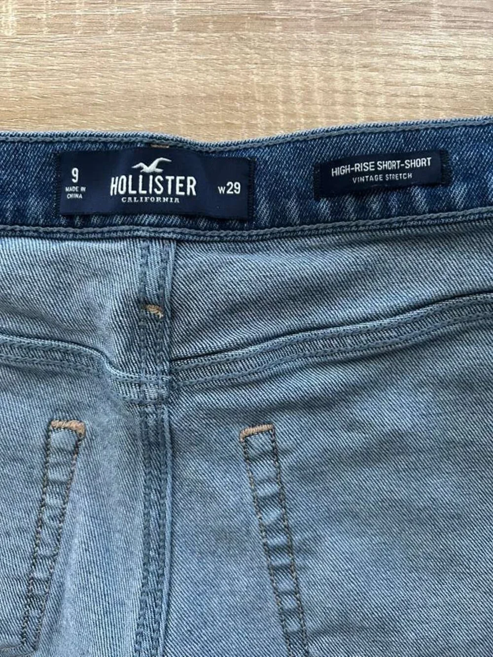 Hollister High Rise Denim Shorts W29 Blue Distressed Stretch - Picture 7 of 8
